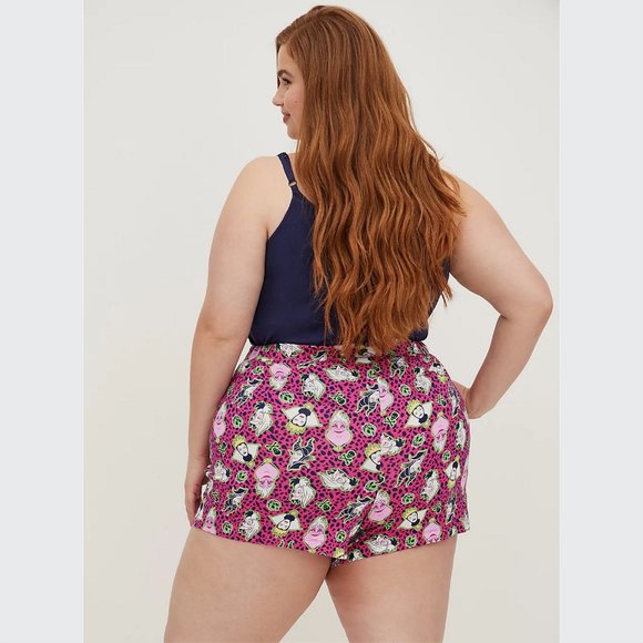 Torrid Disney Villains SLEEP SHORT - BAD GALS CLUB LEOPARD PINK Size 2 - Picture 2 of 6